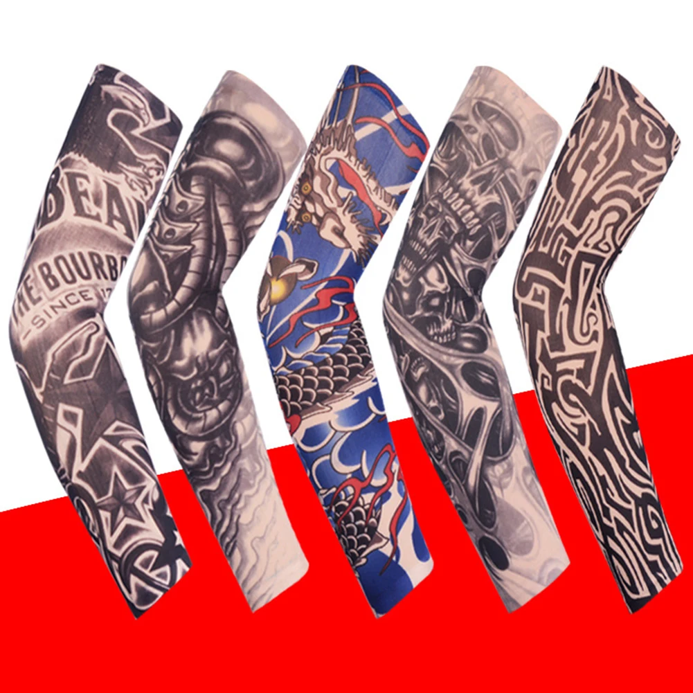

1PC Outdoor Arm Warmer Cycling Sleeves 3D Tattoo Printed Cartoon Arm Warmer UV Protection Sleeves Punk Skull Hip Hop Street