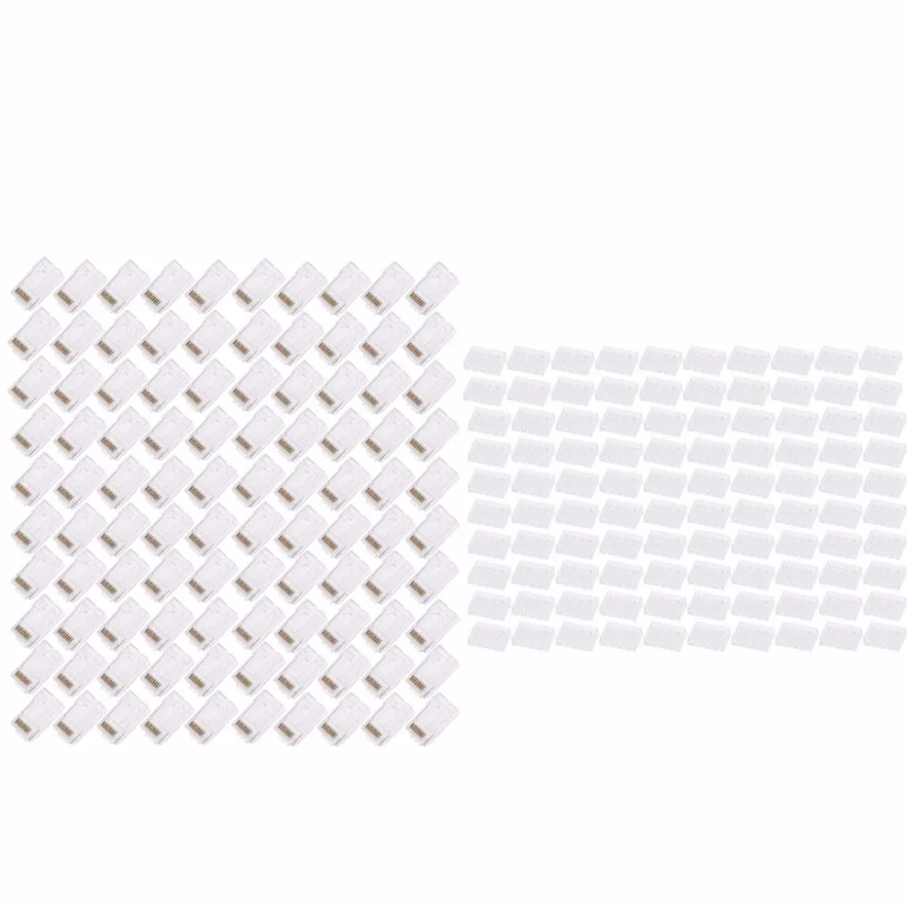 

100Pcs Transparent RJ45 CAT6 8-Pin Modular Plugs UTP Unshielded Version With Loading Bar