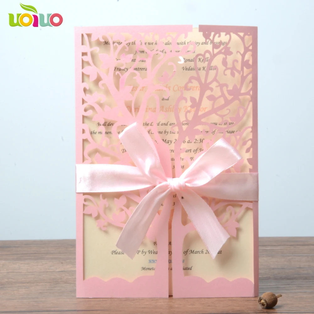 diy customzied inc252 pink wedding invitations card tree