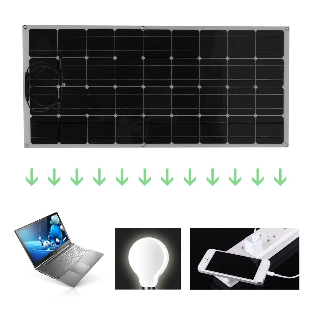 

130W Monocrystalline Solar Panel Sun Power Module Flexible Solar Panel Outdoor Solar Charging Power Device Camping Power Supply