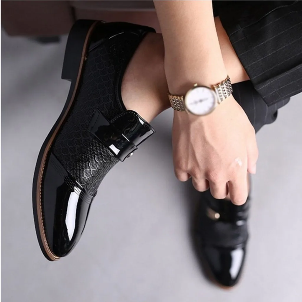 Leather Oxford Business Men Shoes Pointed Toe Slip-on Formal Shoes Men Shoes Pointed Toe Men Dress Shoes For Wedding Size 39-47