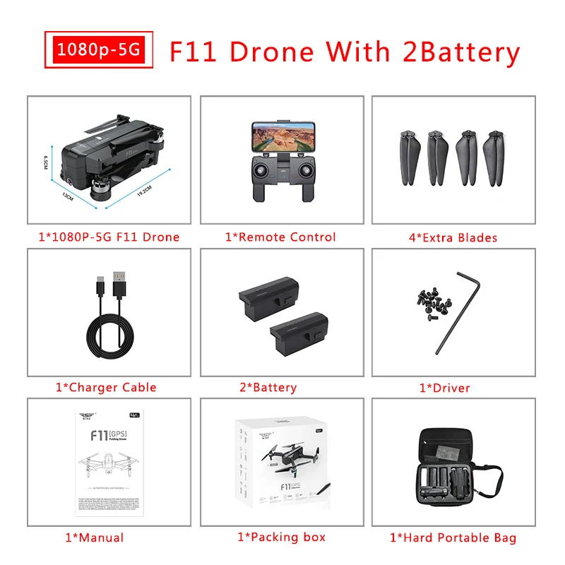 SJRC F11 PRO 5G Wifi FPV gps бесщеточный Квадрокоптер 25 минут время полета RC Дрон 1080 P/2 K HD камера с сумкой для хранения - Цвет: F11 2B Storage Bag