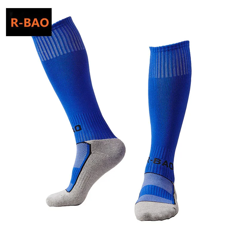 R-BAO, 1 пара, хлопковые мужские и детские спортивные прочные длинные футбольные носки для мальчиков, футбольные дышащие противоскользящие носки для детей От 8 до 12 лет
