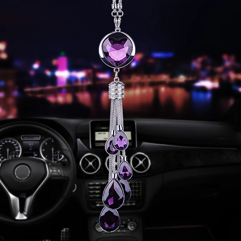 Purple SZWGMY Crystal Car Pendant Hanging Ornament Interior Accessories for Auto Rear View Mirror Hanging Decoration Home Decoration