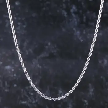 

White Gold Twisted Rope Chain Necklace Singaporean Chain Venetian Chain Necklace for Men and Women 3mm Hip Hop Jewelry Culture