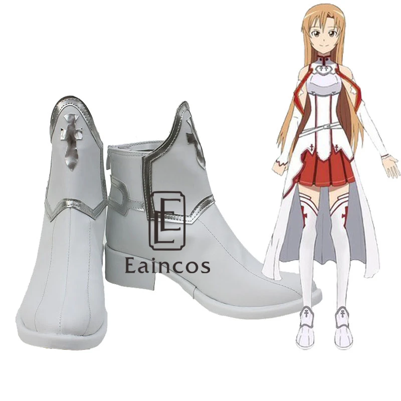 Аниме Sword Art Online Asuna Косплей yuuki обувь для девочек белые Полусапоги на заказ|custom