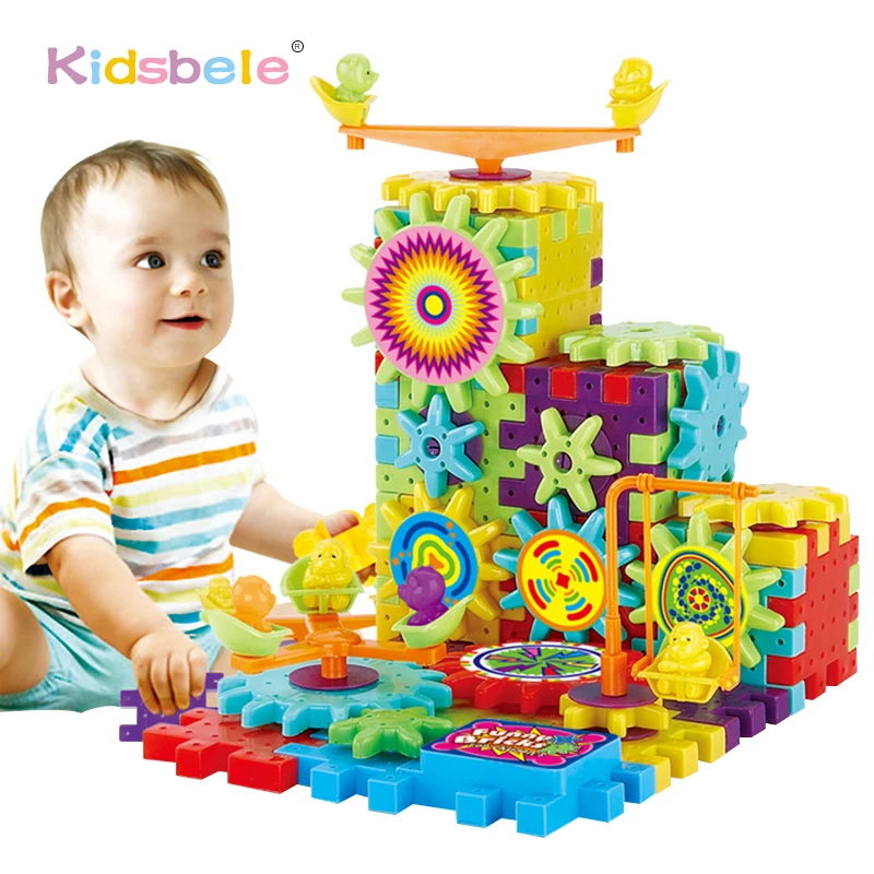 81 pièces 3D Puzzle Kits de construction en plastique engrenages électriques briques jouets éducatifs pour enfants enfants cadeaux drôles