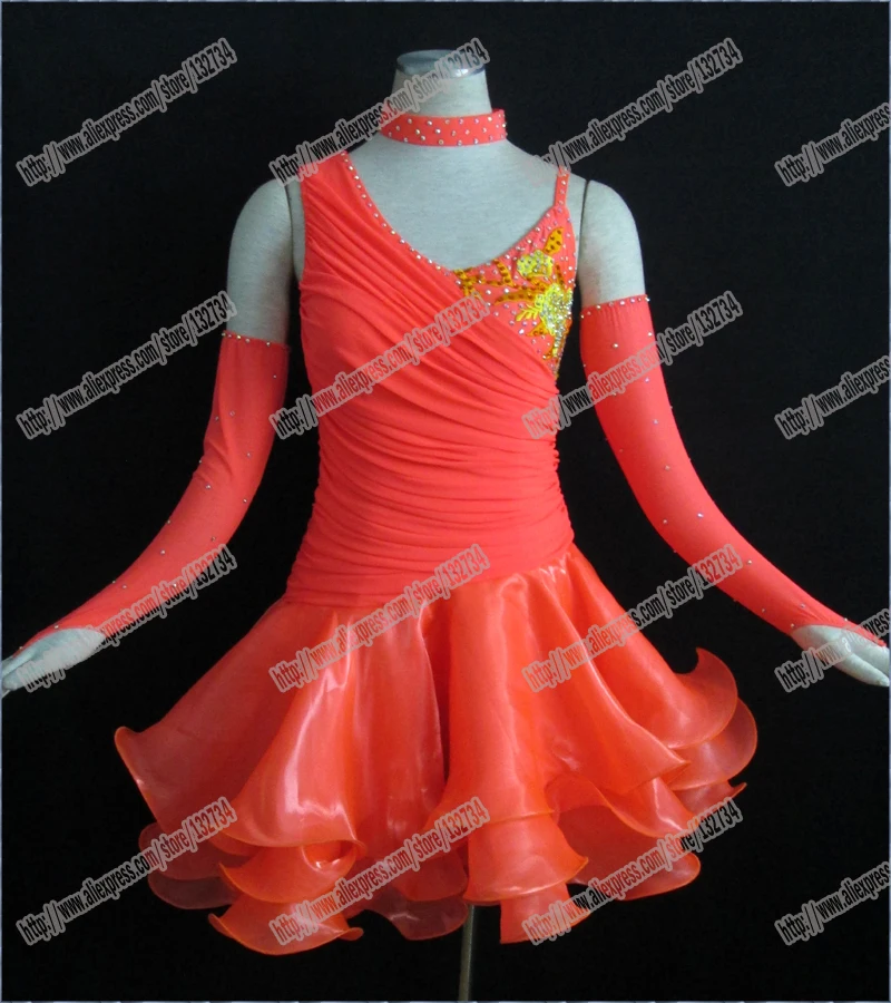 Twinkle Orange Rumba Jive Chacha Latin Dance Dress Ballroom Dress Latin ...