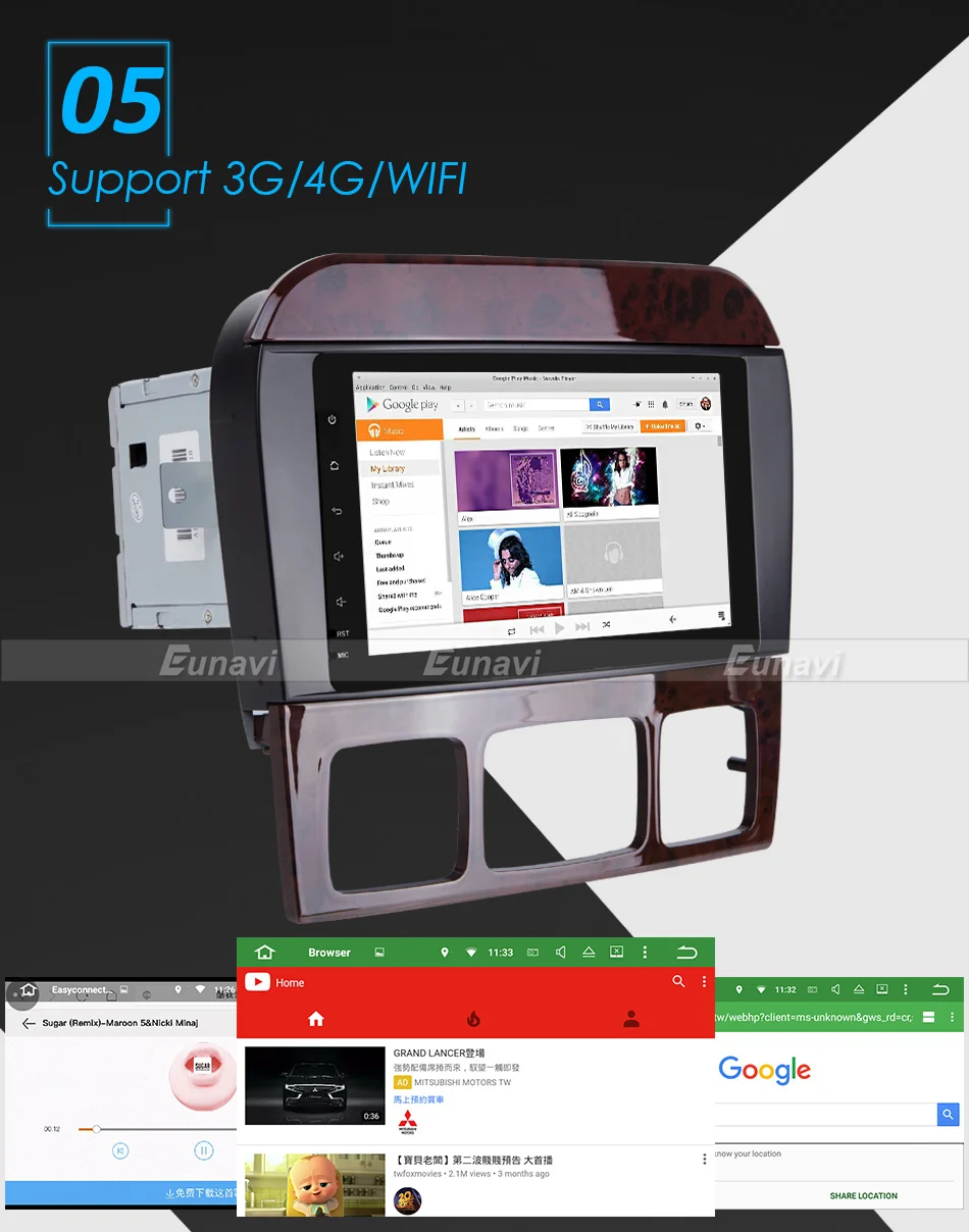 Best Eunavi 4 Core 2 Din Android 7.1 Car Radio Stereo Player GPS Navigation For Mercedes-Benz S-Class W220 CL-Class W215 Bluetooth 11