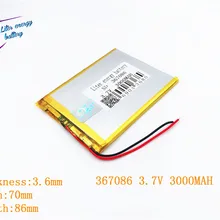 Литиевая батарея 367086 3,7 V 3000 MAH 357085 литиевая планшеты полимерный аккумулятор с защитой платы для планшетного компьютера U25GT