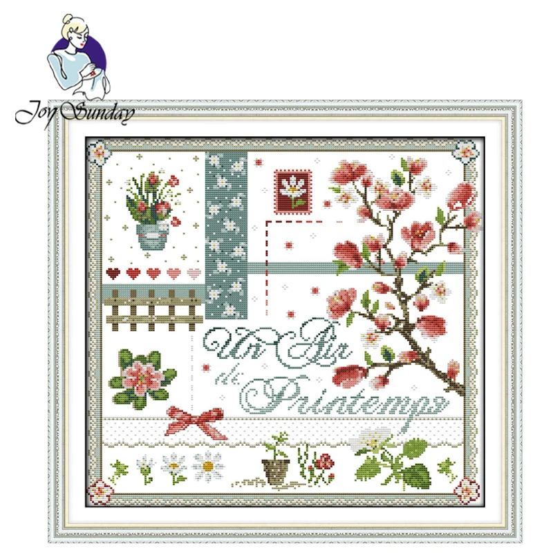 

Joy Sunday,Peach blossom,Chinese cross stitch embroidery,printing cloth embroidery kit,needlework,Flower picture cross stitch