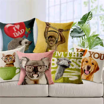 

Dog Hedgehog Monkey Guinea pig Animal series print Square Cushion Cover Linen & Cotton Material 45*45cm Pillowcase Cojines