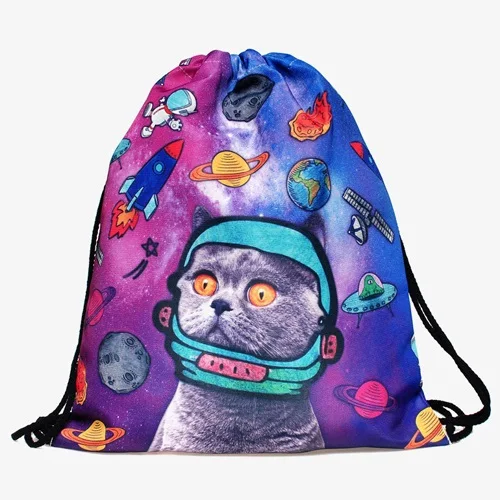 Кошка escape 3D печать для женщин классический бренд forever mochila escolar мужские сумки дорожные mochilas Рюкзак Сумка на шнурке - Цвет: SKD27072