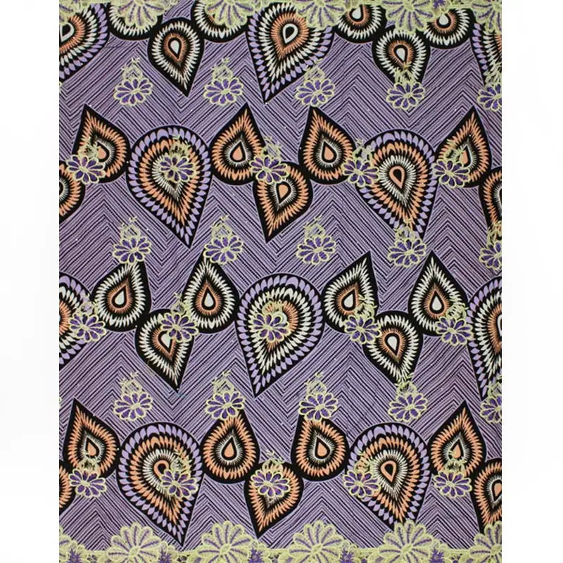 Новинка, африканская, вощеная кружевная ткань дизайн нигерийская вышивка кружева Анкара воск ткань с 2 ярдов тюль чистая ткань для вечерние L180723