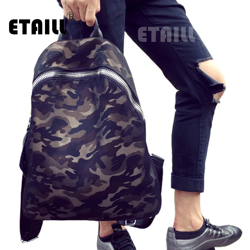 2016 Nylon Camouflage Backpack Men Preppy Style Casual Daypacks Vintage Travel Laptop School Bag Bagpack Black