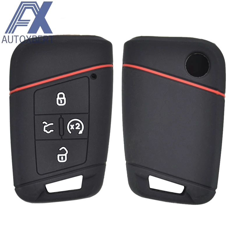 2019 Volkswagen Tiguan Key Fob AX Silicone Remote Key Case Fob Shell Cover Skin Pocket 4 Button For