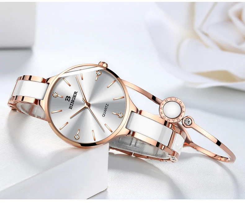 Швейцария Бингер роскошные женские часы бренд кристалл браслет моды часы женские наручные часы Relogio Feminino B-1185