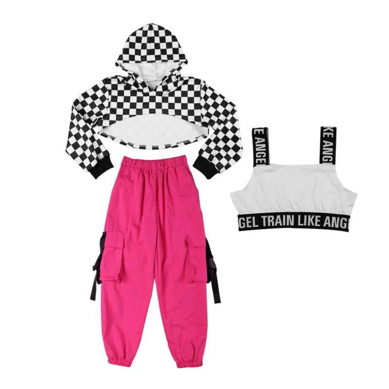 Детский костюм в стиле хип-хоп, расшитый блестками, 3 предмета костюмы для джазовых танцев, повседневные топы для девочек, леггинсы, штаны, одежда для бальных танцев