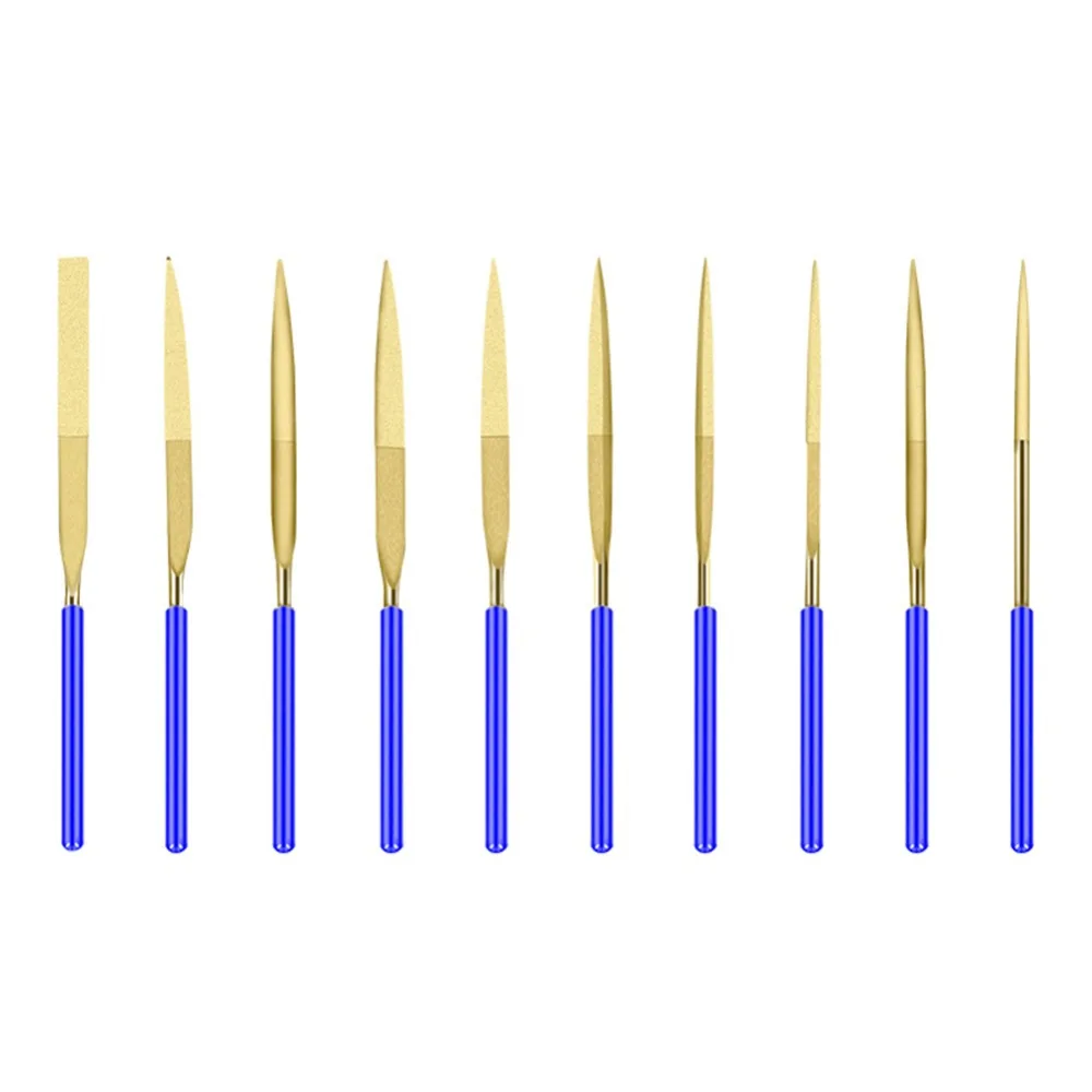 

10PCS 3x140mm Titanium Coated Diamond Needle File Set Grit 120 for Metal Glass Ceramic Filing Jewelry Making Hand Tool Set