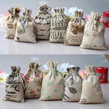 Случайных цветов 15x20 см джут drawstring сумка косметический Ювелирные изделия в упаковке bag Свадебная вечеринка подарок custom хлопка мешки drawstring