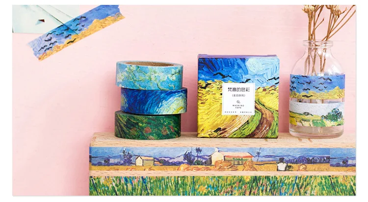 Creative Van Gogh Oil Painting Japanese Masking Washi Tape Decorative Adhesive Tape Diy Scrapbooking Sticker Label Stationery