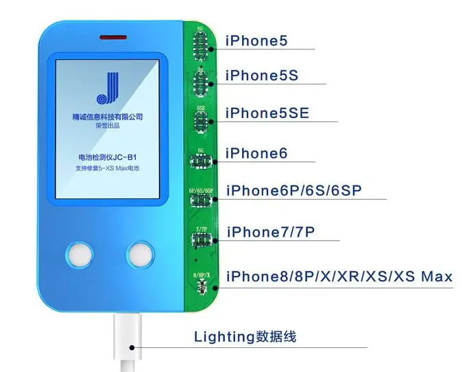JC Pro1000S Lightning USB кабель подлинный или поддельный тест Lightning Кабель для наушников батарея производительность диагностический тест er для iPhone - Цвет: Белый