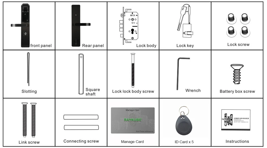 RAYKUBE электронный дверной замок с отпечатком пальца домашний Противоугонный замок проверка отпечатков пальцев интеллектуальный замок с паролем RFID R-FZ3