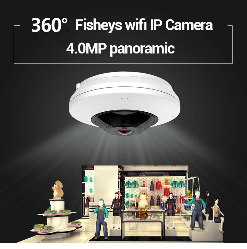 IP камера рыбий глаз Wifi 360 градусов Мини WiFi 4MP домашняя безопасности VR панорамная