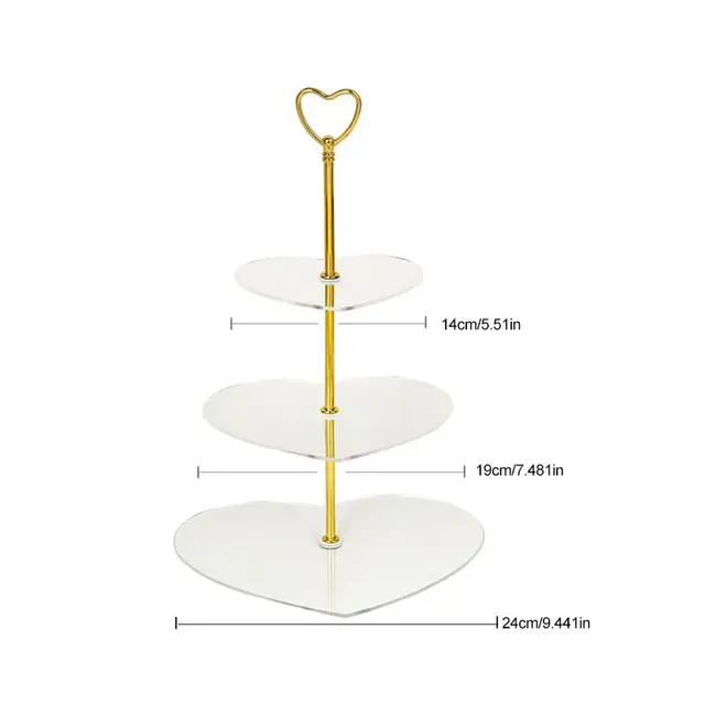 Buy 3 Tier Heart Shaped Acrylic Cake Stand Plate Home