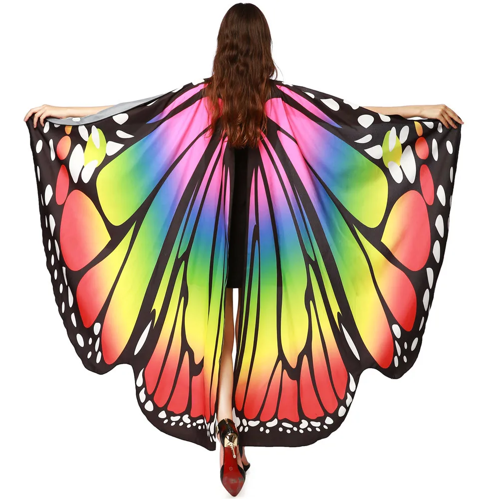 Страуса шаль шарфы дамы Для женщин крылья бабочки пончо костюм аксессуар печати пашмины Лето N30