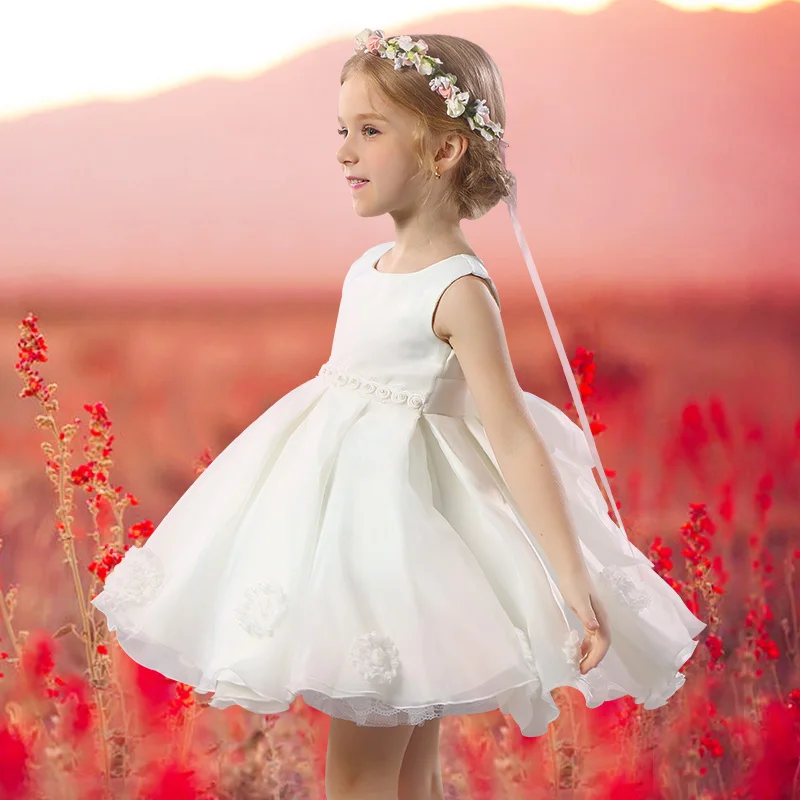 tutu princess dress big bow knee-length ball gown girls pageant dress for wedding&perform sleeveless elegant flower girl dresses floor length ball gown flower girls dresses sleeveless baby girl pageant dresses sequins tutu princess dress for wedding costume