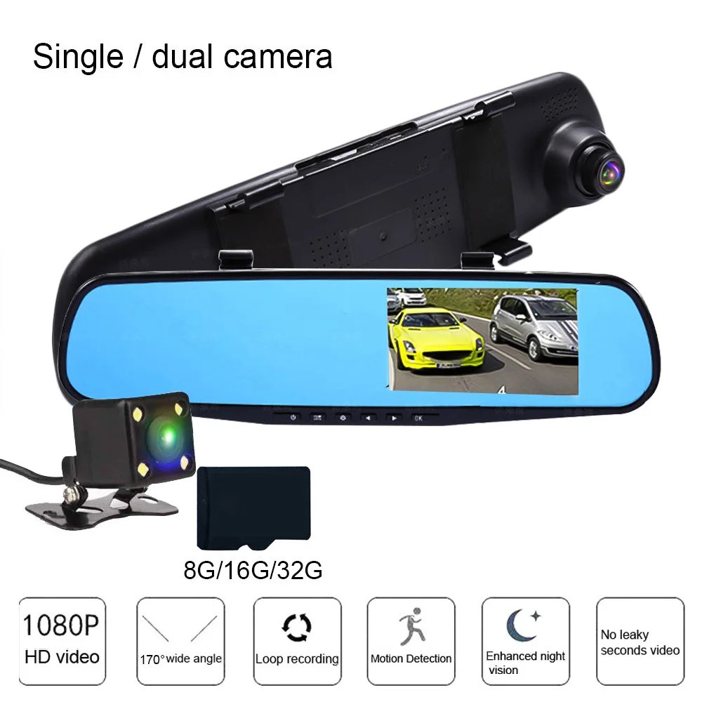 Автомобильный видеорегистратор камера авто 4 3 &quot Full HD 1080 P зеркало заднего вида
