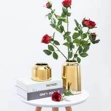 Нордическая латунная Золотая керамическая Цветочная ваза дом, гостинная Цветочная композиция современное домашнее декоративное свадебное украшение ваза