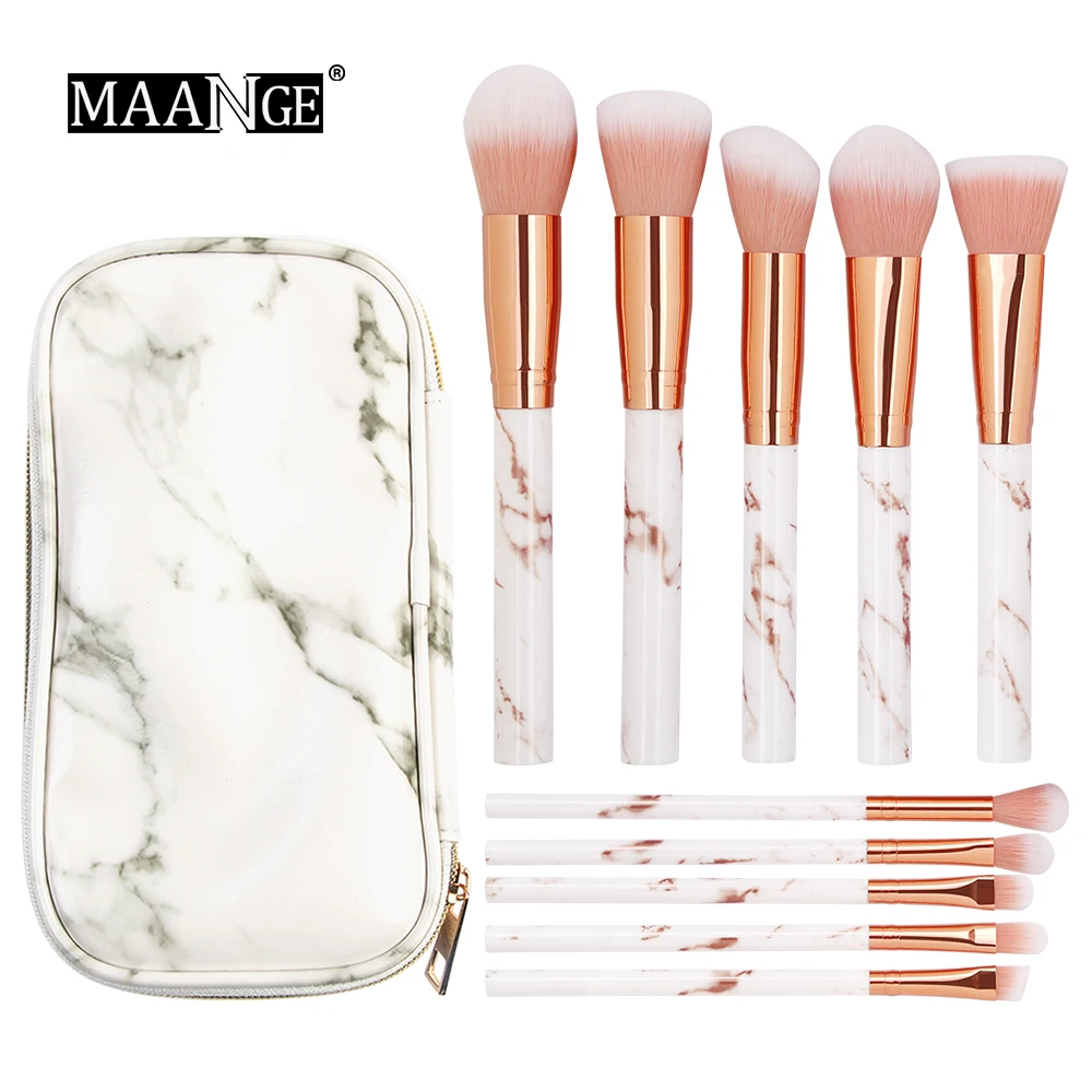 

ESSANCEYA Pro Women Marble Brushes Makeup Tool Kit Soft Makeup Brush Set Foundation Powder Brush Marble Make Up Tool with case