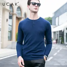 UCAK Brand Merino Wool Sweater Men Autumn Winter Cashmere Sweaters Streetwear Casual Button O-Neck Pull Homme Pullover Men U3026