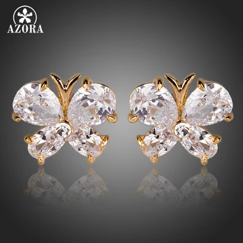

AZORA Gold Color Clear Cubic Zirconia Butterfly Stud Earrings TE0142
