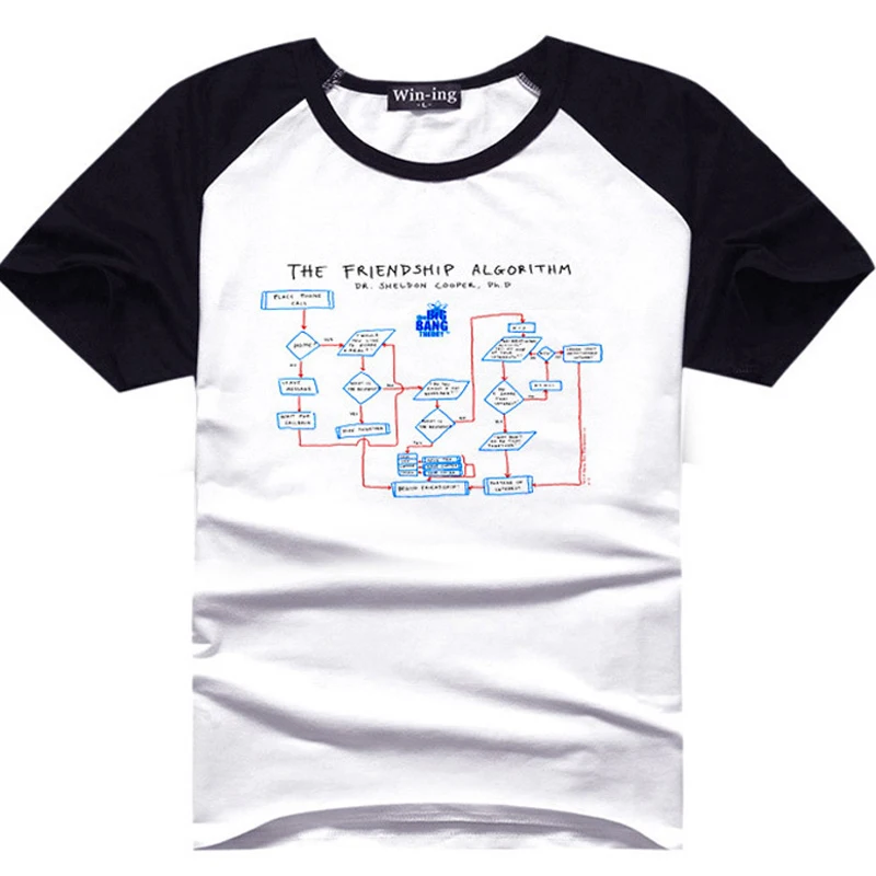Шелдон Купер алгоритм дружбы футболка вентилятор футболки гик футболка для мужчин мальчик футболка