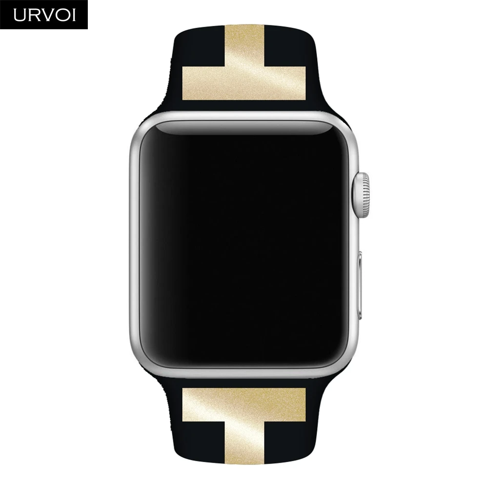 URVOI силиконовый ремешок для apple watch series 5 4 3 2 1 спортивный ремешок для наручных часов iwatch, ремешок микс в полоску с принтом в виде красочные замена 40/44 мм