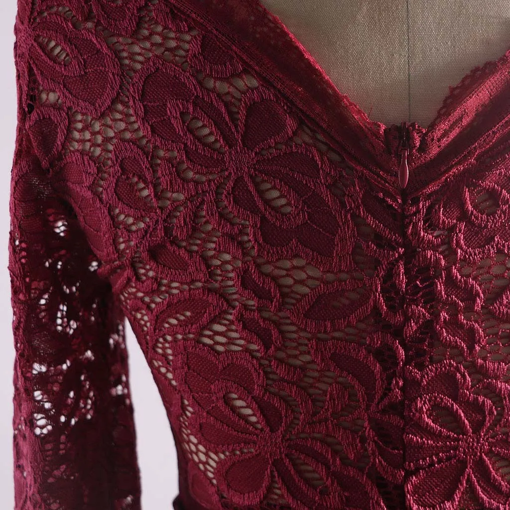 Женское Ретро цветочное Формальное кружевное винтажное 2/3 рукав тонкое свадебное макси-платье рубашка femme 30