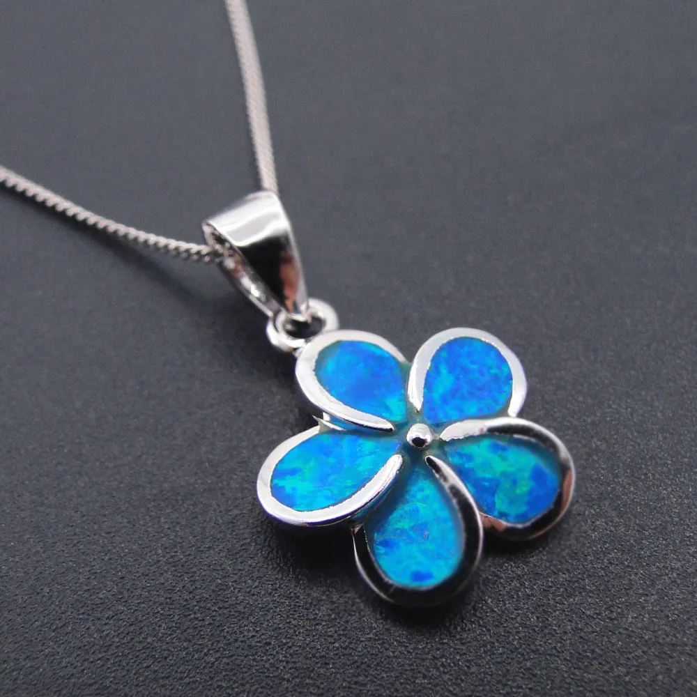 Silver Jewelry Women Pendant 100 925 Silver Flower Pendant with Blue