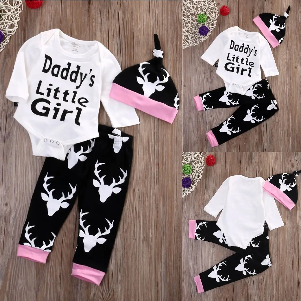 Newborn Baby Girls Little Clothes Sets Tops Romper + Long Pants Cute Animals Cotton Hat Outfits Set Clothes Newborn Baby Girls Little Clothes Sets Tops Romper + Long Pants Cute Animals Cotton Hat Outfits Set Clothes