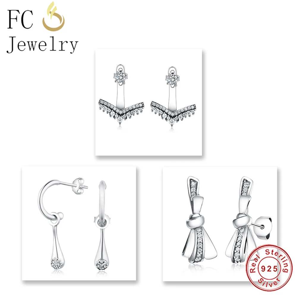 

100% Real 925 Sterling Silver Feather Hanging Dangle Earrings/Bow Bowknot/Princess Wish Drop Earrings Women/kid Valentine's Gift