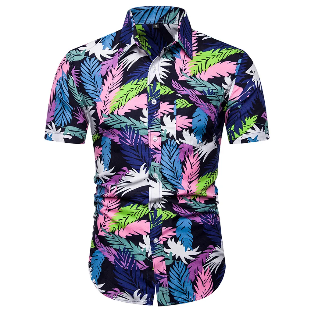 

Summer Hawaiian Print Men's shirt Camisa Casual Men's shirt Button Beach Short Sleeve Quick Dry Male Blouse Top Camisa masculina