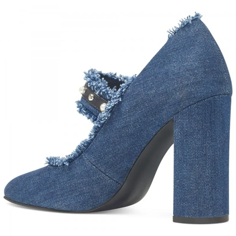 denim and rhinestone shoes