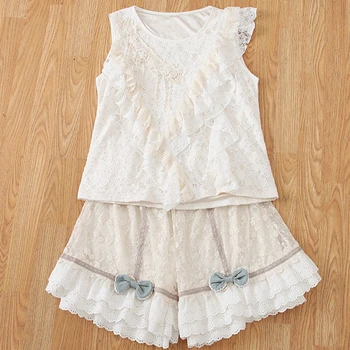 

Mori Girl Harajuku Hippie Boho Bohemian Lolita Crochet Lace Appliques Ruffle Ethnic Bow Chemisier Femme Women Blouse Summer Top