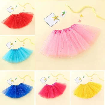 0-8Y Baby Girls Kids Shiny Sparkle Pink Tutu Skirt Children Girl Party Tutus Tulle Pettiskirt Children Ballet Dance Mesh Skirts 1