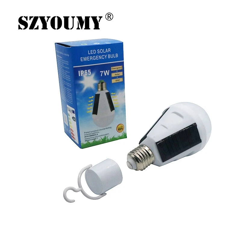 

SZYOUMY Solar Power E27 LED Bulb 7W 12W Led Solar Lamp Solar Panel Built-in Rechargeale Solar Outdoor/Indoor Lighting AC85-265V