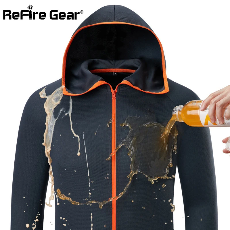 Meilleur Refire Gear été imperméable à l eau à capuche veste hommes séchage rapide léger peau manteau décontracté mince respirant glace soie vêtements d extérieur