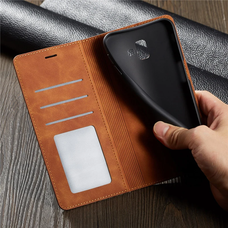 Роскошный кожаный чехол для samsung Galaxy J6 J4 Plus, Магнитный кошелек, флип-держатель для карт, сумки с подставкой, 360 Защитный чехол Carcasa