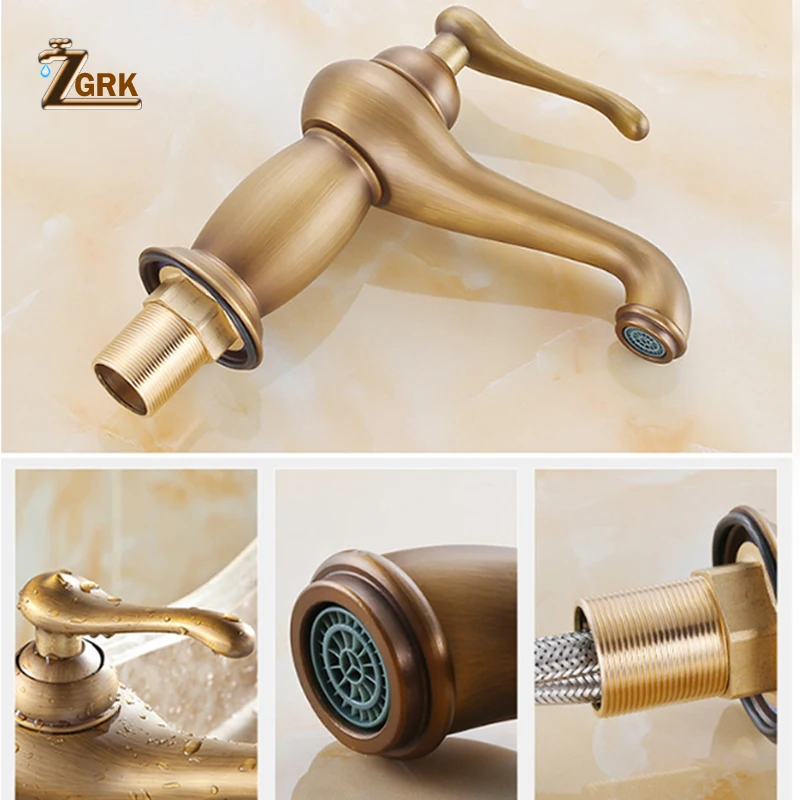 ZGRK Vintage bathroom brass Teapot Type wash basin faucet Antique copper sink basin faucet mixer tap hot and cold SLT0521 ZGRK Vintage bathroom brass Teapot Type wash basin faucet Antique copper sink basin faucet mixer tap hot and cold SLT0521